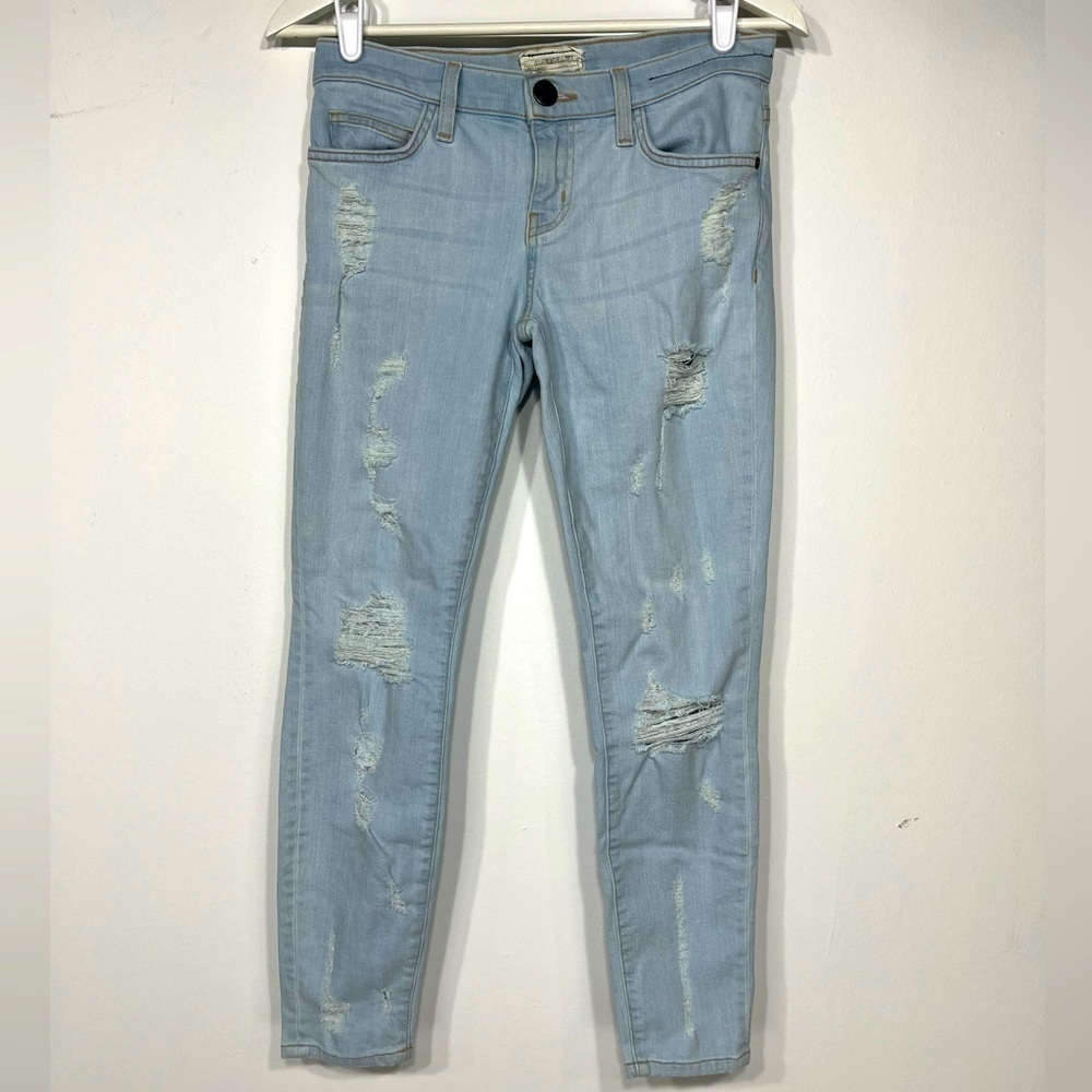 Current Elliott the stiletto chalky indigo shredded jeans light blue 26